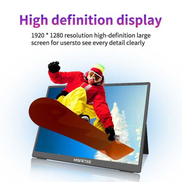 10.5 Inch HGFRTEE Portable Display Monitor With Stand, 1280P FHDR, 100% SRGB, 420nit, Ideal For Work & Entertainmen - immagine 3