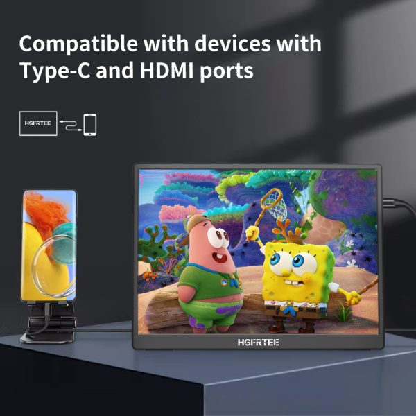 10.5 Inch HGFRTEE Portable Display Monitor With Stand, 1280P FHDR, 100% SRGB, 420nit, Ideal For Work & Entertainmen - immagine 5